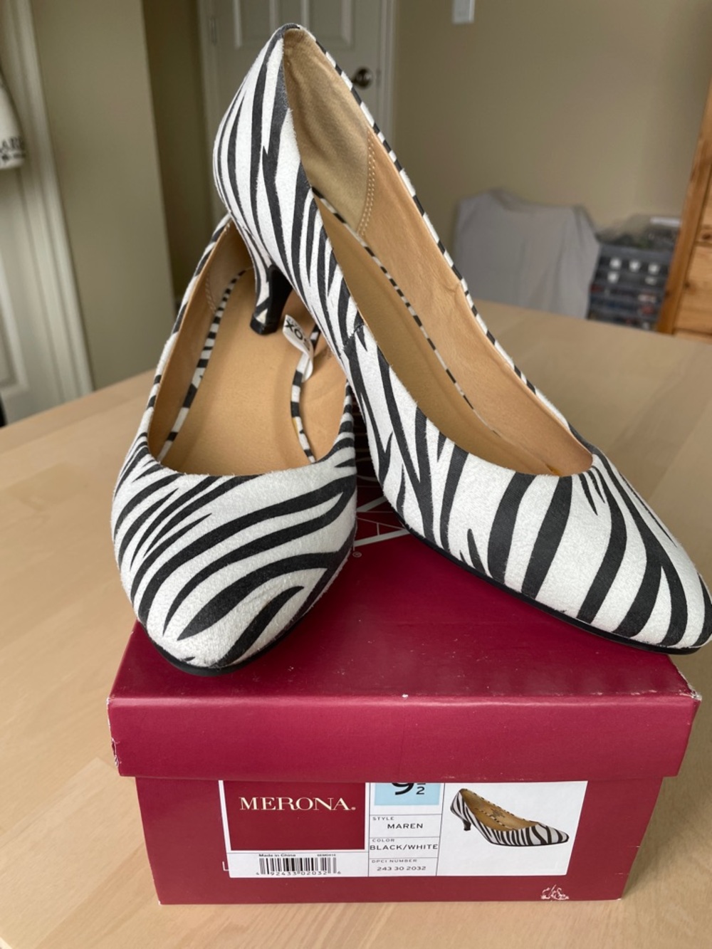 Merona Black and White Zebra-Stripe Mid Heels